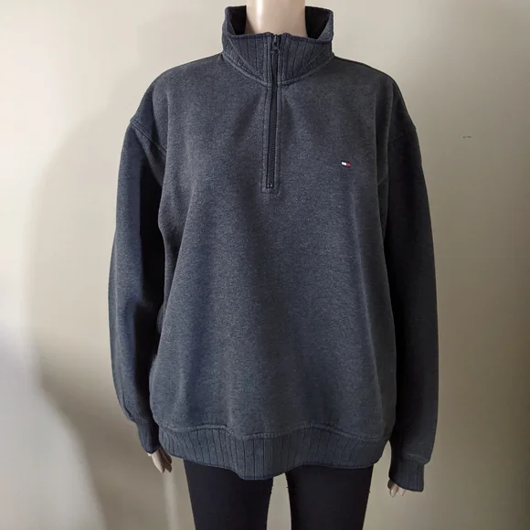 Vintage Tommy Hilfiger 1 4 zip grey sweater men s medium